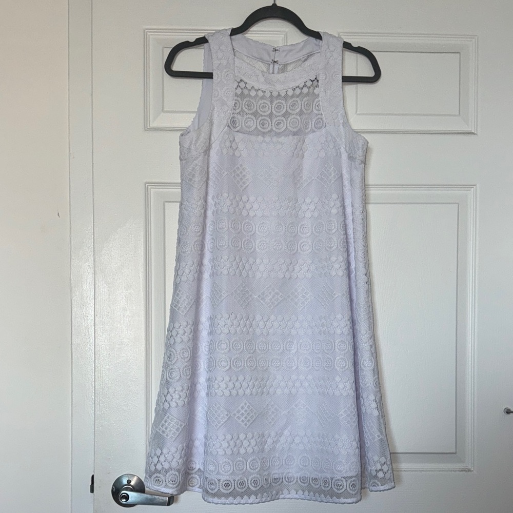 Donna Morgan (from Anthropologie) White Lace Mini Dress